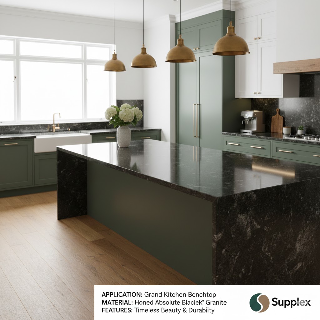Honed Absolute Black Granite kitchen - the culinary heart