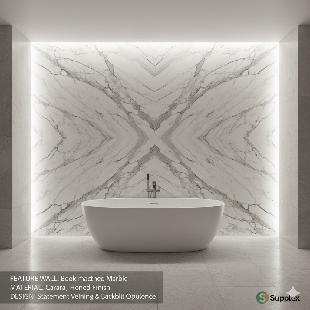 Backlit book-matched marble feature - the masterpiece
